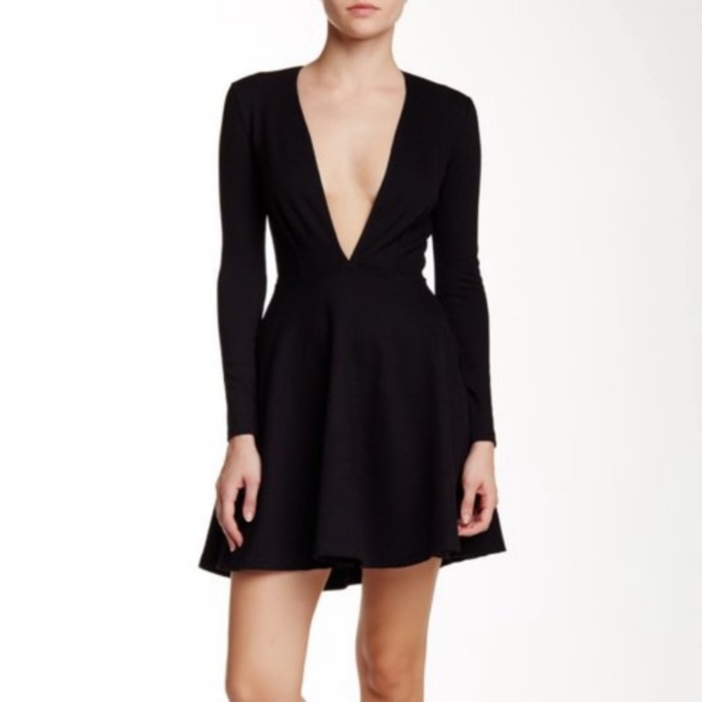 American apparel deep v neck skater dress - black